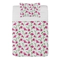 thumbnail image 1 of Floral Microfiber Bedspread Set, Romantic Lily Blossom with Leaves and Stalk Vintage Garden Art, Soft Bedding Set with Pillow Shams & Comforter, 3 Sizes, Magenta Green and White, by Ambesonne, 1 of 1