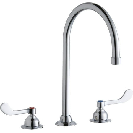 Elkay LK800GN08T4 Elkay 8" Centerset with Concealed Deck Faucet with 8" Gooseneck Spout 4" Wristblade Handles Chrome