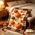 thumbnail image 4 of Thanksgiving Autumn Flannel Blanket Orange, Elegant Fall Pattern Plush Throw, 27.5x39.4inLightweight Warm Quilt, Stylish Home Furnishing for Sofa Bed Outdoor Camping Use, 4 of 6