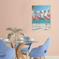 thumbnail image 2 of ZFLMY Flamingos Beach Surrealism Ready to Hang Canvas Wall Art Home Decor Living Room Bathroom Bedroom Office Gift Idea 12x16in, 2 of 5