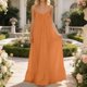 thumbnail image 4 of Mujeres Maxi Vestido de Verano Lino Siente V-Cuello Estilo de Suspensión sin Espalda Ajustable Volantes Doblado, Suelto Vestido Fluido para las Mujeres Playa, 4 of 7