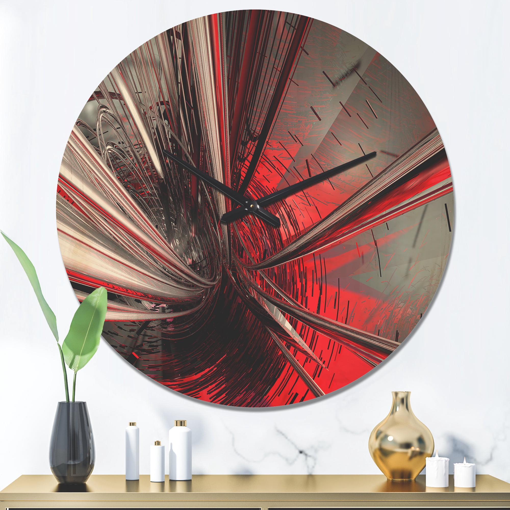 Designart 'Deep into Middle Fractal 3D' Modern Wood Wall Clock