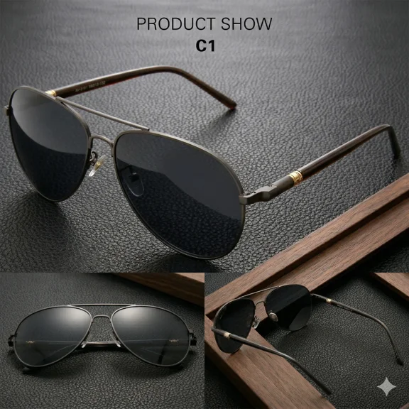Photochromic Transition Aviator Metal Frame Eyewear Polarized Men's Sunglasses