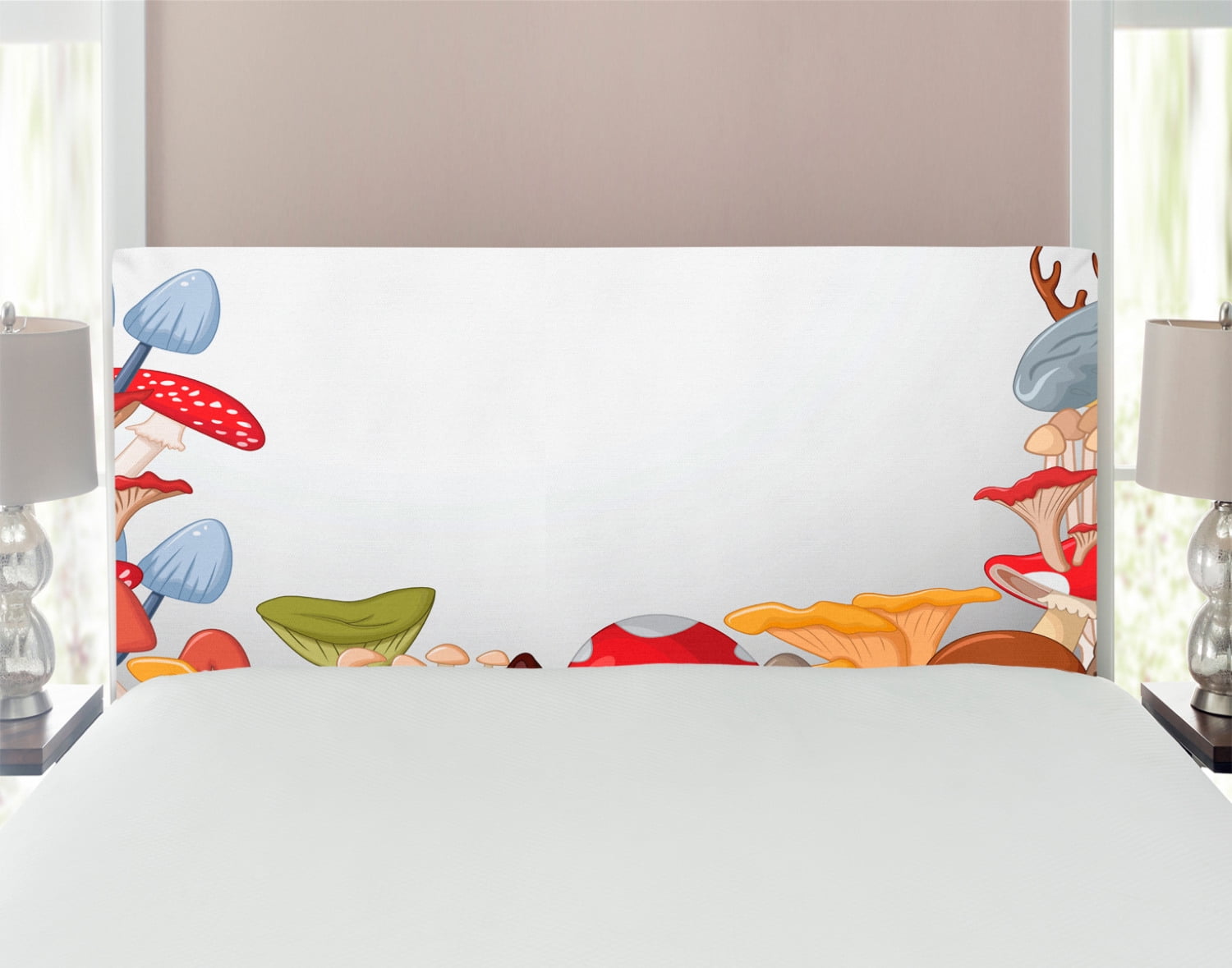 Mushroom Headboard, Bunch of Mushrooms Toadstools Fungi Wildlife in