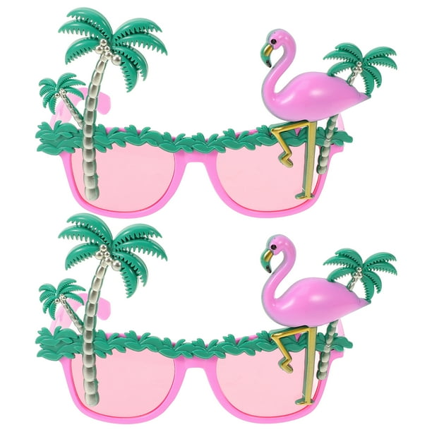 BRIGHTFUFU 2 gafas con diseño de flamenco, divertidas gafas de coco, para fiesta hawaiana, juguetes decorativos, accesorios para fotos de playa (rosa)