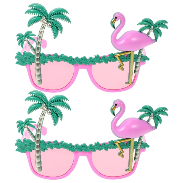 BRIGHTFUFU 2 gafas con diseño de flamenco, divertidas gafas de coco, para fiesta hawaiana, juguetes decorativos, accesorios para fotos de playa (rosa)