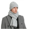 thumbnail image 3 of Fewfanhot Men's Knit Beanie Hat Soft Chunky Winter Windproof Hat with Fold-Up Brim for Cold Weather, 3 Pieces(1pc Hat,1pc Scarf,1 Pair of Gloves), 3 of 3