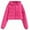 Hot Pink Jackets for Women, variant on Cropped Winter Coats for Juniors Y2K Puffer Jacket Full Zip Up Warm Down Jacket with Hood