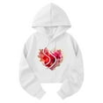 thumbnail image 5 of qucoqpe Valentine's Day Women's Sweatshirt Fashion Love Heart Printed Crewneck Shirt Tops Casual Long Sleeve Adjustable Drawstring Hoodies, 5 of 5