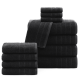 thumbnail image 1 of Casa Platino Juego de Toallas 100% Algodón de 12 Piezas - Incluye Toallas de Baño, Toallas de Mano y Paños - Toallas Suaves y Duraderas para Uso Diario - Negro, 1 of 8