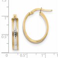 thumbnail image 2 of 14K Rhodium Plated Yellow Gold & White Rhodium Diamond Cut Polished & Satin Hoop Earrings, 2 of 2