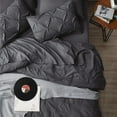 thumbnail image 3 of Dark Grey Queen Comforter Set - 7 Pieces Pintuck Bed in A Bag, with Comforters, Sheets, Pillowcases & Shams, 3 of 6