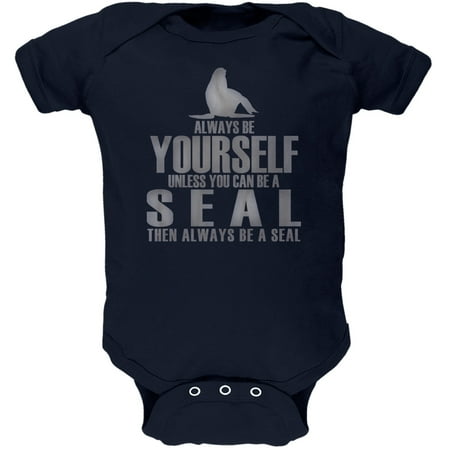 

Always Be Yourself Seal Navy Soft Baby One Piece - 18 month
