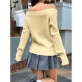 thumbnail image 4 of Suéter de Punto con Hombros Descubiertos, Jersey de Larga, Prenda de Punto Informal, Suéter Moderno Y2k Amarillo XL, 4 of 7