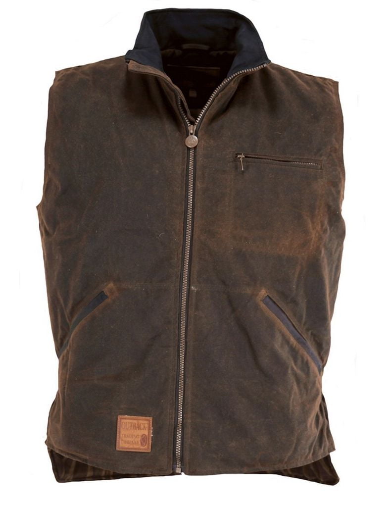 Outback Trading Vest Mens Tough Sawbuck Oilskin Hunting Zipper 2143