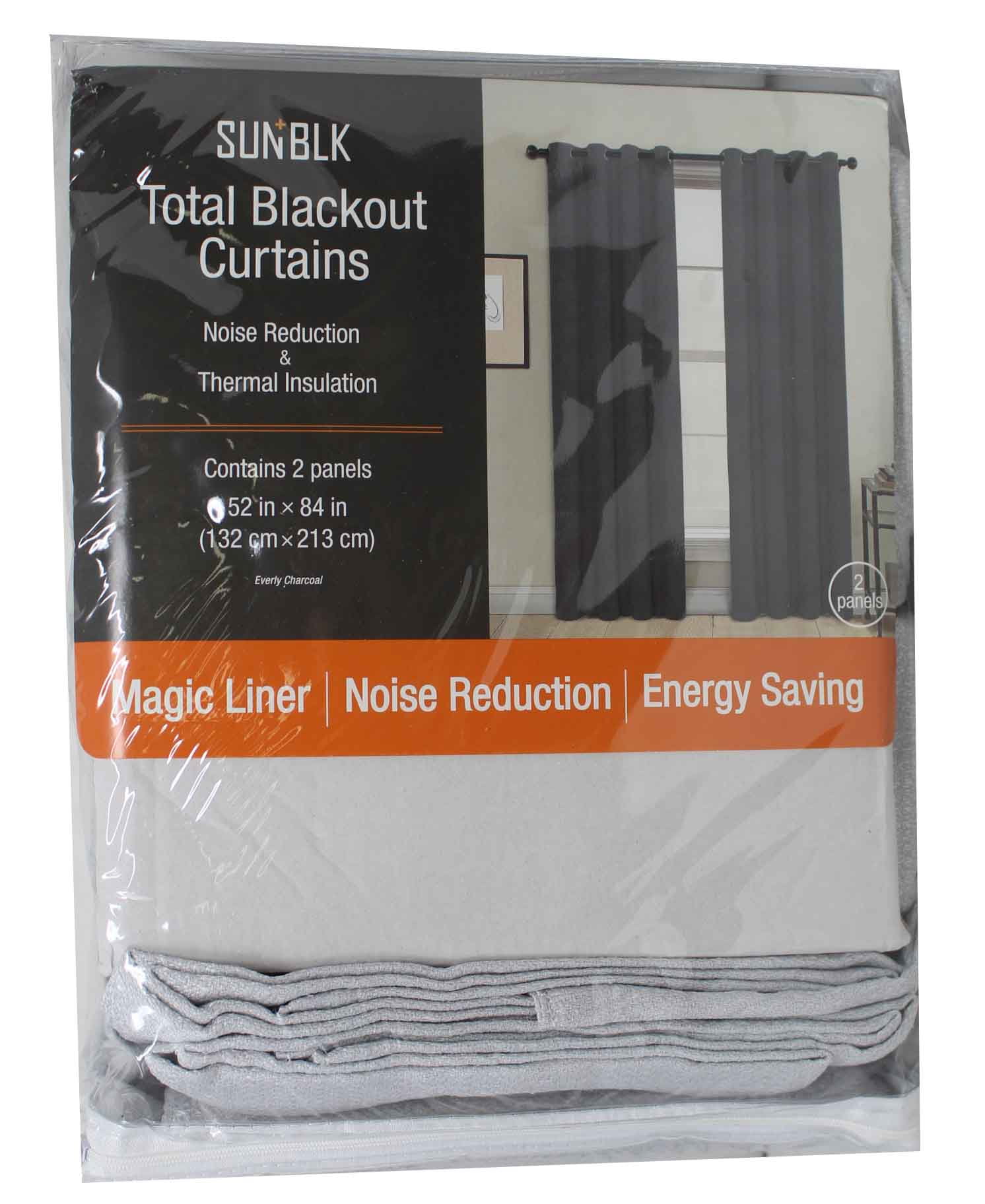 Oeko-Tex SunBlk Total Blackout Curtains Everly Charcoal 52x84 In. 2