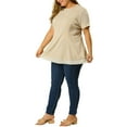 thumbnail image 5 of Agnes Orinda Women's Plus Size Round Neck Swing Peplum Mesh Lace Top, 5 of 8