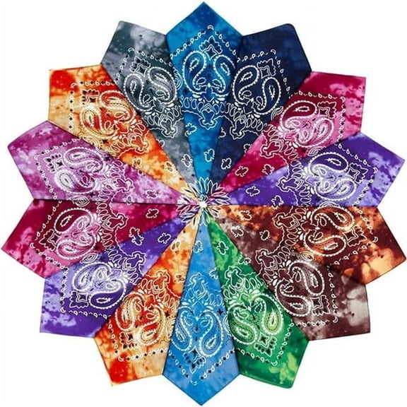 TELOLY 14 Pieces Bandanas Paisley Print Novelty Headband Cowboy Headwraps Scarfs Hair Head Bandana for Women Men Boy Girl Bandana Headbands for Women