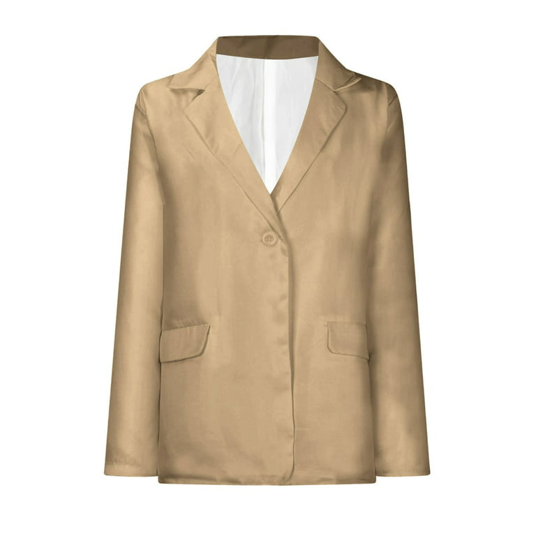  Women's Dressy Blazer Jacket Casual Bussiness Suit Jacket Lapel  Collar Work Office Cardigans Button Down Work Suit Beige : Clothing, Shoes  & Jewelry