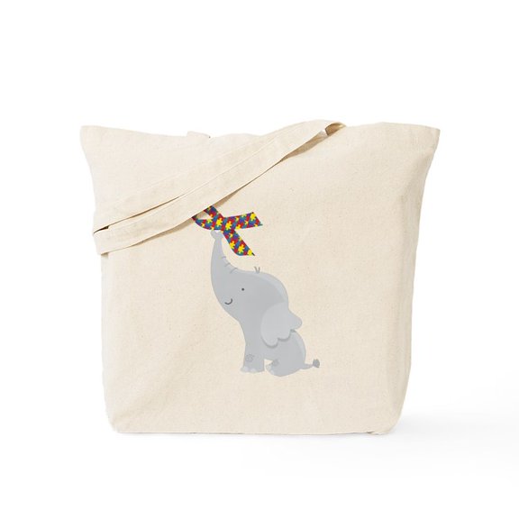 CafePress - Autism Elephant Awareness Tote Bag - Unisex Canvas Tote Bag, Beige, 1-Piece