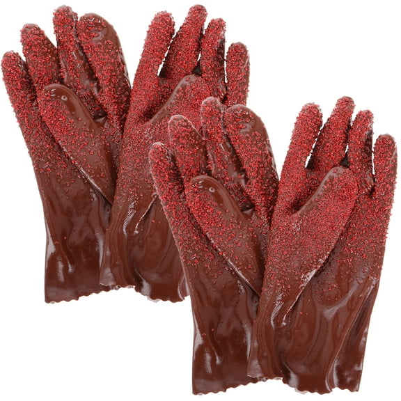 2 Pairs Heavy Duty Plumbing Gloves with Antislip Design for Kitchen Use PVC Material
