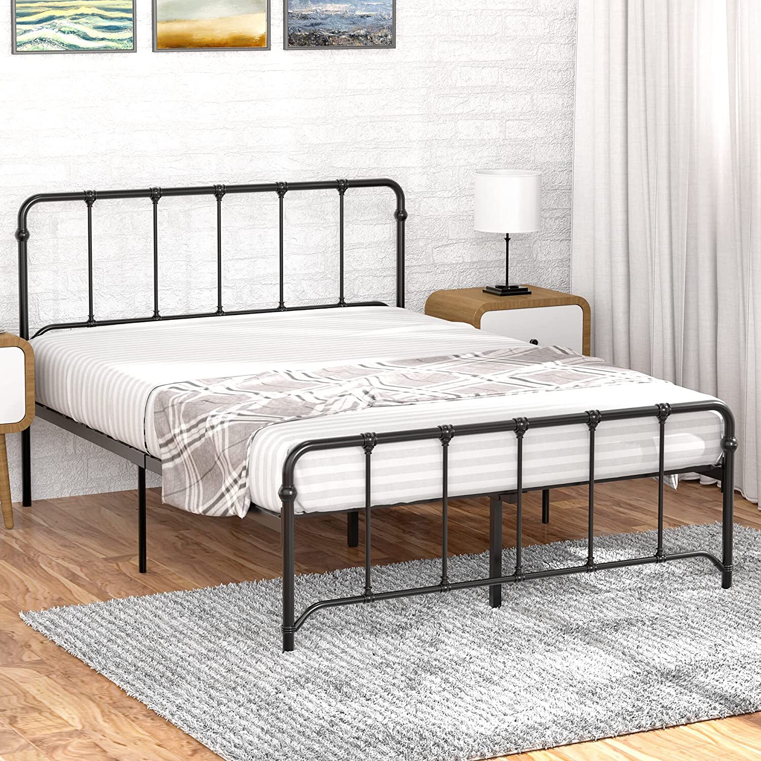 Full Size Bed Frames Sturdy Metal Bed Frames with Headboard and