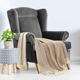thumbnail image 2 of Americanflat 50x60 Throw Blanket, 100% Cotton with Fringe, Khaki and Beige Herringbone, all seasons blanket, 2 of 5