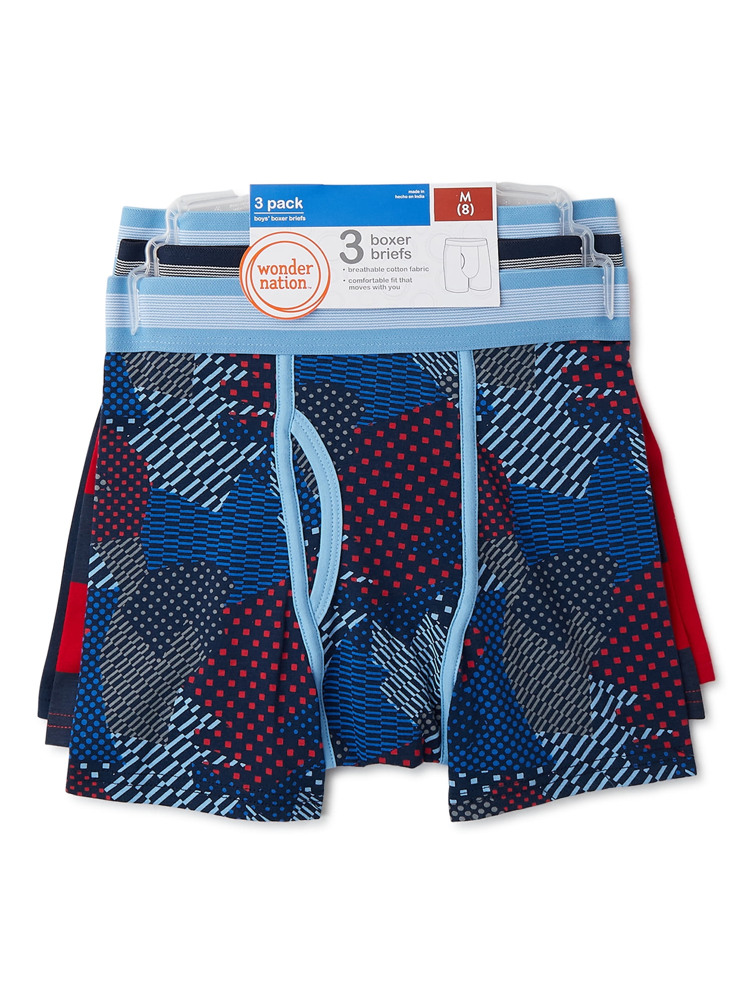 Wonder Nation Boys Comfort Stretch Tag Free Boxer Briefs, 3-Pack 