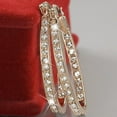 thumbnail image 6 of Anvazise Dazzling Women Rhinestone Inlaid Big Circle Hoop Earrings Party Banquet Jewelry Golden, 6 of 9