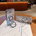 thumbnail image 4 of for iPhone 16e Magnetic Ring Stand Case Compatible with MagSafe, Bling Sparkly Phone Cover with Crystal Diamonds Rhinestone Case with Camera Lens Protector for iPhone 16e 6.1" (Silver), 4 of 12