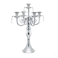 thumbnail image 2 of Silver Candelabra 5 Arm - Metal Candle Stick Holder with Crystal Pendants, European Taper Candle Holder for Wedding Dining Table,Halloween Party Decor, 2 of 6