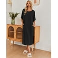 thumbnail image 4 of Ekouaer Women's Nightgown Short Sleeve Sleepwear Maxi Loungedress Long Loungewear Casual House Dress with Pockets, 4 of 7