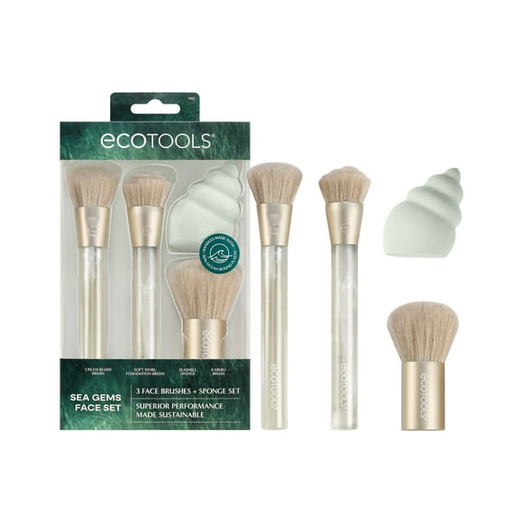 Set de brochas y esponjas de maquillaje EcoTools Sea Gems, 4 piezas