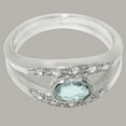 thumbnail image 4 of LBG British Made 10k White Gold ring with Natural Aquamarine & Cubic Zirconia Womens Band Ring - 33 size options - Size 11.25, 4 of 7