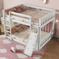 thumbnail image 5 of DreamBuck Twin over Twin Floor Bunk Bed, Wood Bunk Bed with Climbing Ramp, Ladder, Safety Guardrails, White, 5 of 7
