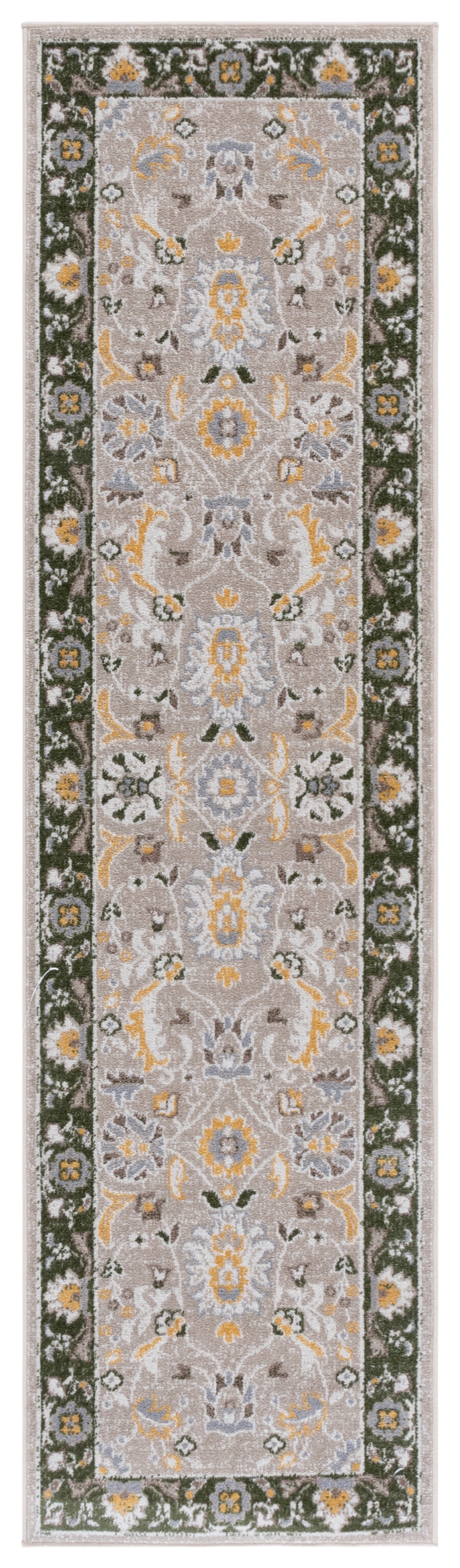 SAFAVIEH Bayside Aline Oriental Polyester Runner Rug, Green/Beige, 2'2" x 8'
