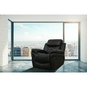 Avah Black Faux Leather 6 Ways Vibrating Massage Recliner with Heated Back Support