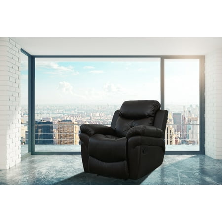 Avah Black Faux Leather 6 Ways Vibrating Massage Recliner with Heated Back Support