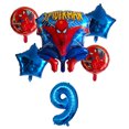 thumbnail image 1 of COD 6pcs 32 pulgadas rojo azul número 18 pulgadas cinco puntas estrella spiderman combo conjunto de decoración de cumpleaños globo, 1 of 4