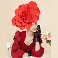 thumbnail image 2 of XASZHN Women Tea Party Headband Wedding Flower Cocktail Mesh Feathers Red_006 One Size, 2 of 5