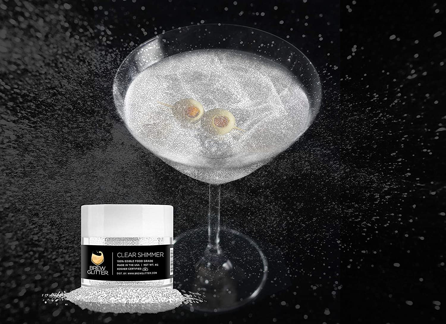 BREW GLITTER Clear Shimmer Sparkle Edible Glitter for Drinks, Cocktails, Beer, Drink Garnish & Beverages | 4 Gram | Kosher Certified | 100% Edible & Food Grade| Kosher Certified | Vegan Free…