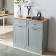 thumbnail image 4 of Yaoping Kitchen Double Trash Cabinet Tilt Out Free Standing Storage Can, Wood Garbage Recycling Station Hideaway Trash Holder Drawers(Grey-2), 4 of 7