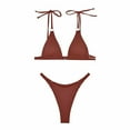 thumbnail image 2 of Jacenvly 2024 Plus Size Bikini Swimsuits for Women Soft Satiny Women's Solid Color Swimwear Two-Piece Slim Swimsuit Bikini Straped Swimsuits Multicolor Casual Summer Beach Dresses Coffee, 2 of 7