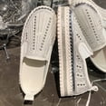 thumbnail image 2 of White Ladies Slip On Loafers Round Toe Rhinestone For Comfortable Walking, 2 of 9