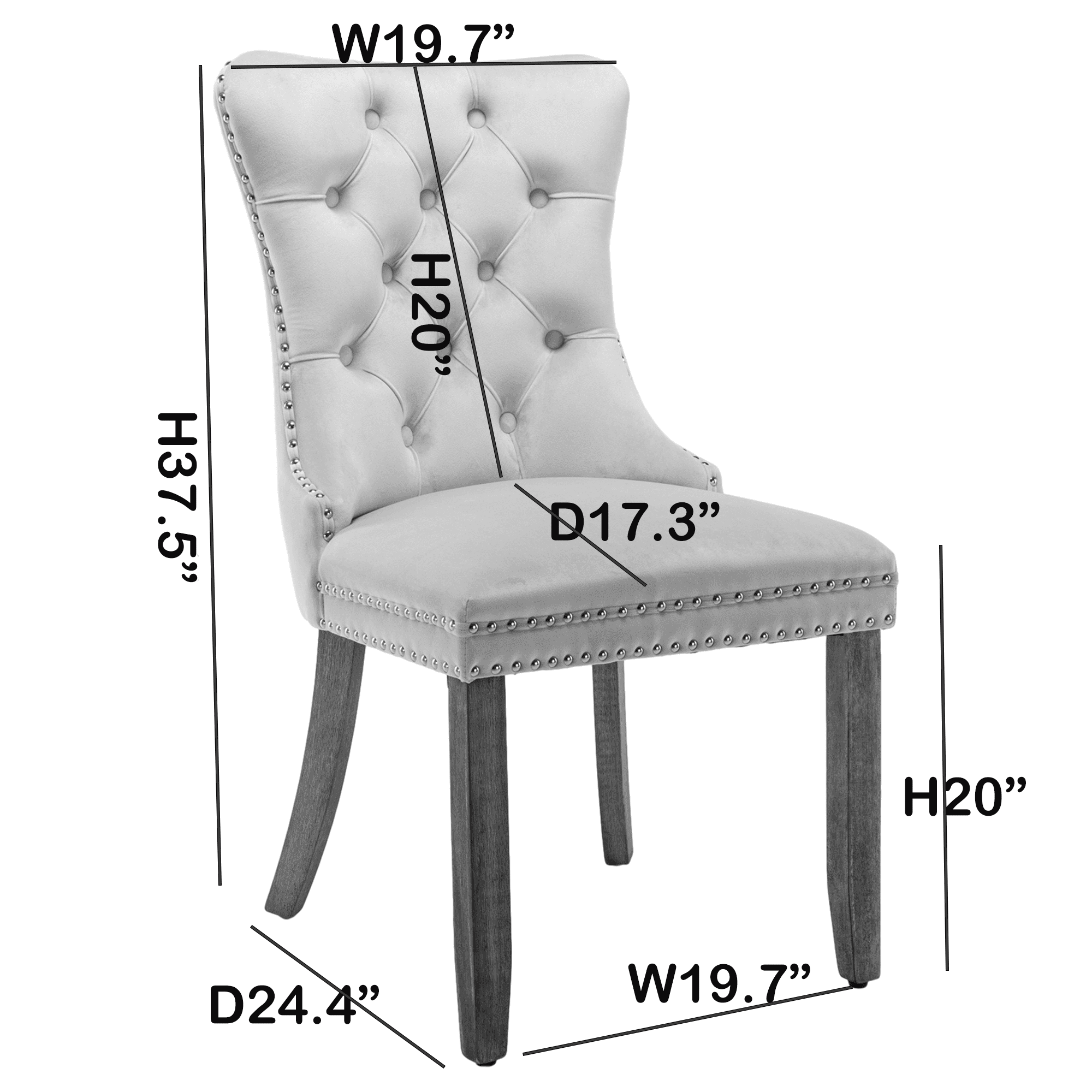 Rhomtree Velvet Button Tufted Dining Side Chairs, Beige (Set of 4)