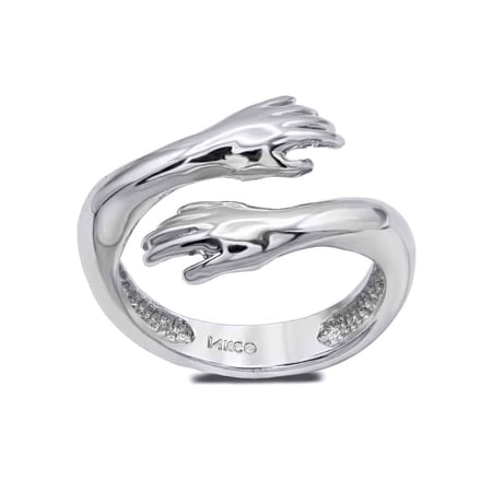 925 Sterling Silver Hugging Hands Band Ring (Size 4)