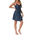 thumbnail image 4 of INSPIRE CHIC Womens Nightgown V-neck Chemise Sleepwear Lace Nightwear Soft Lingerie Nightshirts Pajama Dress S Navy Moon, 4 of 6
