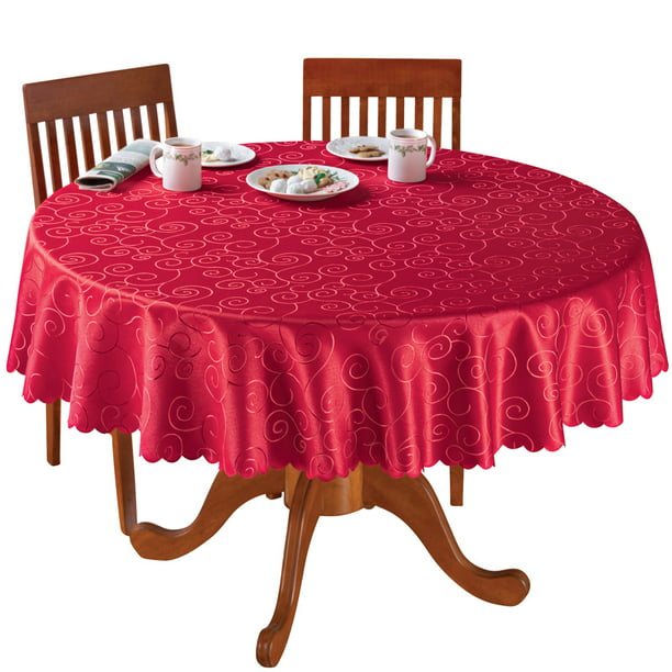 Collections Etc Fancy Scroll Scalloped, Fancy Round Tablecloths