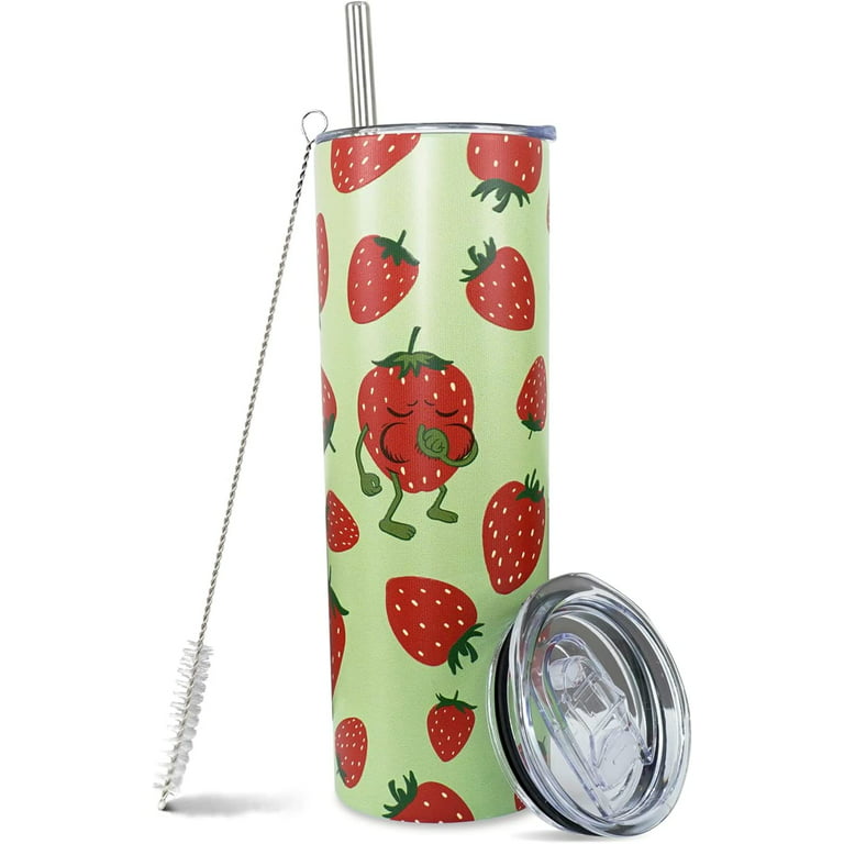 Strawberry Tumbler,Strawberry Cup-20 oz Skinny Tumbler with Lid