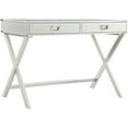 thumbnail image 3 of Weston Home Wood X-Base Campaign Writing Desk with Drawers, White, 3 of 4